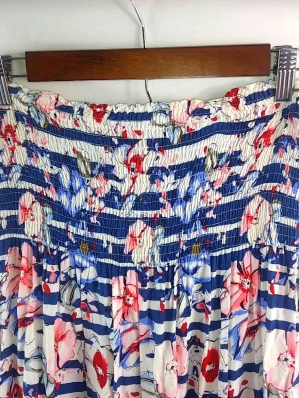 Timing L Strapless Red Blue Floral Maxi Dress